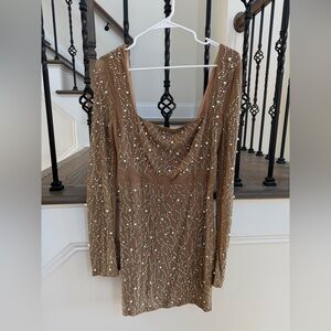 NWT Elegant Nude Beaded Dress